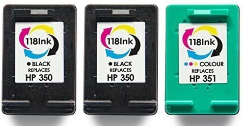 ***BUY 2 SETS GET 2 BLACK CARTRIDGES FREE*** Refilled Ink Cartridges By 118INK - Replaces 2X 350 Black &amp; 1X 351 Colour Ink Cartridge For HP Photosmart C4380 C4480 Printer