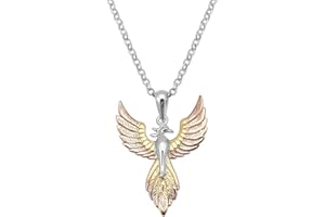Kiara Jewellery Srebro wysokiej próby 925, pozłacany 2-tonowy naszyjnik z wisiorkiem z ptakiem feniksa na łańcuszku ze srebra wysokiej próby 45 cm., Srebro szterlingowe