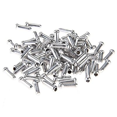 Dcolor 100pcs Embout Gaine Fixation Cable Frein Derailleur 4.3mm Metal Argent pour Velo
