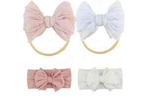 ZOPJUMA 4 Stück Baby Stirnband, Nylon Stirnbänder Neugeborene Kleinkinder Haarbänder und Bögen Kinder Haarschmuck, Geeignet für Babys