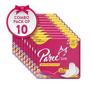 Paree Super Regular Sanitary Pads Tri-Fold - 6 Pads (Combo of 10)