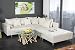 Produktbild Design Ecksofa mit Hocker LOFT Microfaser beige Federkern beidseitig aufbaubar