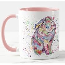 Tazza In Ceramica Vixar Con Orecchie Di Coniglio E Acquerello Arcobaleno - Regalo Colorato Per Compleanno, Pasqua, Ufficio