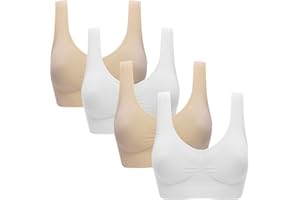 Genie Bra Super Comfort Bra, Womens Sports Bras Removable Pads Plus Size Sleep Bras for Girls in Yoga Bralette Leisure Stretch Crop Tops Vest