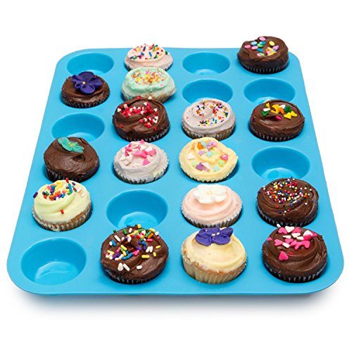Joyoldelf 24er Mini-Muffinform Silikon Backform, antihaftbeschichtet, Cupcakes, Brownies, Kuchen, Pudding, Muffinform Lila Violett - 2