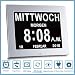 Produktbild WSD 8" Digital Wecker,Digitaler Kalender Tag Uhr Für Demenz sehschwachen Gelesen Werden,Kinder, Senioren, Sehschwache und Alzheimer Patienten -Großer Schrift Elektronischer Kalender Tag Uhr (Silberz)