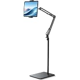 Lamicall Metal Floor Stand for Tablet - [Height &amp; Angle Adjustable] | 360&deg; Rotation, Sturdy Base, Adjustable Stand for iPad P