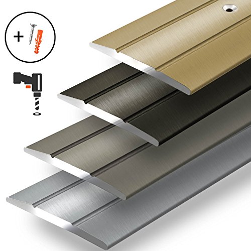 Alu Übergangsprofil Firm | C Form | gelochte Abdeckleiste zum Schrauben | Breite 36 mm | eloxiert Silber | 90 cm - 3