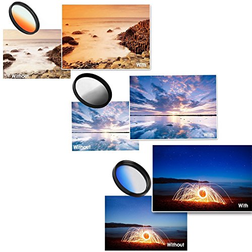 Lot de filtres color  s slim Cam-Ulata - Pochettes de rangement incluses - Pour appareil photo reflex num  rique - Compatible avec Sony Alpha A6300  A6000  A5000  A5100  NEX 5  6  Nikon 1  AW1  J1  J2  J3  J4  J5  S1  S2  V1  V2  V3 