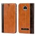 Produktbild Mulbess Leder Tasche im BookStyle und 3 Kartenfach für Lenovo Motorola Moto Z Play (2016 Model) Hülle Flip Case Cover,Braun