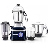 Wonderchef Cube 1000W Mixer Grinder, 4 Jars with Flow Breakers, Special Coarse Blade for Silbatta-style Khada Masala Grinding