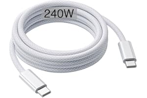 MCCRH 240W USB-C Charge Cable 2m, 6ft USB C to USB C Cable, Fast Charging Cord for Macbook Pro/Macbook Air, iPad Pro 12.9/11, iPad Air 5th/4th, Mini 7th/6th, iPad 10th, iPhone 17/16/15/16e/Pro Max/Plus Lead