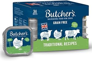 Butcher's Complete Wet Tray Grain Free Hypoallergenic Adult Dog Food Traditional Recipes Pack 24x150g - Lamb, Turkey & Beef