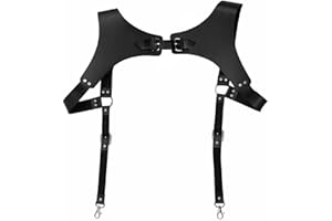 haiaxx Bretelle in Pelle PU per Uomo, Imbracatura da Uomo Vintage Punk Abbigliamento Cinturino Tracolla Petto Accessori