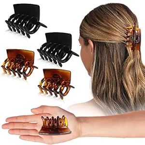Sanas Hair Clips For Women Stylish 4 Piece Hair Accessories For Women Hair Accessories For Girls Medium Size Clutcher For Hair Korean Hair Clips Claw Clips Butterfly Clips Black Brown Combo Of 4