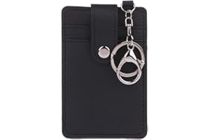 Xuniu Portable ID Kartenhalter, Bus Karten Abdeckung Fall Büro Arbeit Keychain Keyring Tool Schwarz 7.3x11cm