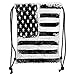 Produktbild Icndpshorts Drawstring Backpacks Bags,United States,Grunge Aged Black and White American Flag Independence Fourth of July Decor Decorative,Black White Soft Satin,5 Liter Capacity,Adjustable St