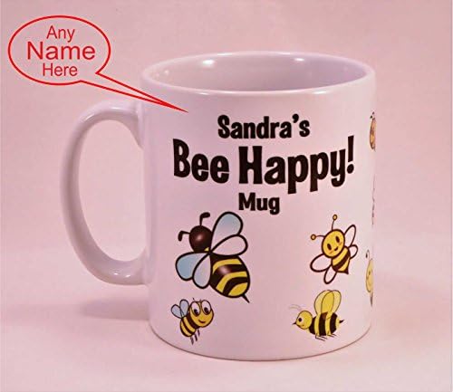 Personalised Bee Happy Gift Mug Birthday Anniversary Present Idea cup