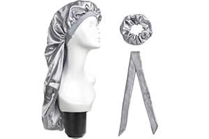 ADIUS Long Satin Bonnet, 3 Pcs/Set Extra Long Satin Bonnet Night Sleep Caps, Soft Elastic Bonnet for Braids Silk Bonnet for Long Hair Curly Hair