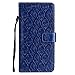 Price comparison product image DENDICO LG G7 Case, Premium PU Leather Wallet Case, Embossing Flip Case Slim Bumper Protective Case Cover for LG G7 - Navy Blue