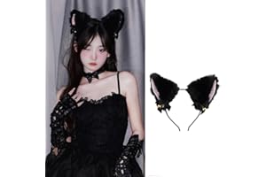 UMIIN Cat Ears Hair Band Cosplay Kitten Ears Hair Accessories Black Cat Ear Headband with Bells Hair Accessories for Women Girls Party Accessories