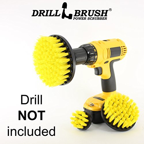 Drillbrush Nouveau changement rapide de l'arbre 3 Pack moyen Jaune Grout, Carrelage, Cabine de douche et de rail de porte, tout usage salle de bains Brosses de nettoyage jaune