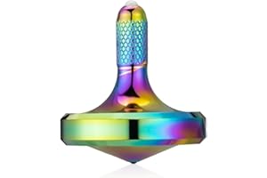 LOQATIDIS Trottola in metallo in acciaio inossidabile,Giocattolo di decompressione EDC ben fatto, perfettamente bilanciato e scorrevole, Aiuta a ridurre lo stress, l'ansia (L/Iridescente)