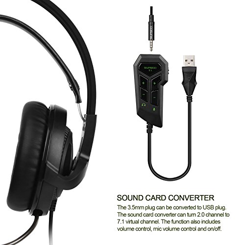  Juego de auriculares para juegos PS4 actualizado SUPSOO G810 multi-plataforma de juegos de auriculares con micr  fono de 3 5 mm jack en l  nea de control de volumen de auriculares de juego sobre el o  do para la nueva Xbox One PC Mac PS4 smartphones