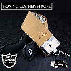 Sangle cuir à rasoir avec poignée pour aiguiser un rasoir coupe-chou 38 cm de long x 7,6 cm de large