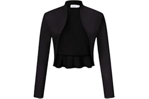Clearlove Damen Bolero Langarm Schulterjacke Open Front Festlich Blazer（Verpackung MEHRWEG）