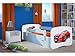 Produktbild Kocot Kids Kinderbett Jugendbett 70x140 80x160 80x180 Blau mit Rausfallschutz Matratze Schubalde und Lattenrost Kinderbetten für Junge - Mercedes 180 cm