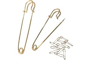 JYC CREATIVE Imperdible Escocés, Imperdible para Abrigo o Bufanda, Imperdible para Ropa, Imperdible para Falda Escocesa, Alfiler para Ropa, Imperdible Grande, (55mm - 12 Unidades, Dorado)