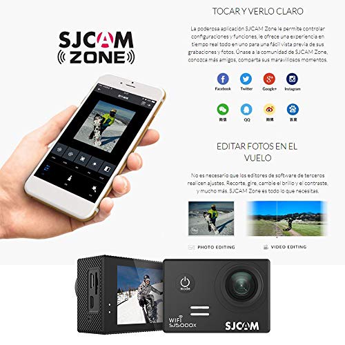 SJCam SJ5000X Elite (versión española) - Videocámara deportiva (WiFi integrado, 4K, pantalla de 2'' LCD, WiFi, sumergible 30 m) color negro