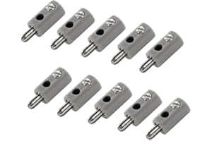 WITTKOWARE HO-Stecker/Zwergstecker mit 2,6mm Pin-Ø, Schraubanschluss, 10 Stück, grau