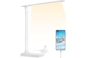 Lepro Lampada da Tavolo LED 15W, Lampada da Scrivania USB Ricaricabile, 3 Colori e 5 Livelli di Luminosità, Dimmerabile, 655LM Luce da Lettura Protezione degli Occhi per Ufficio, Camera