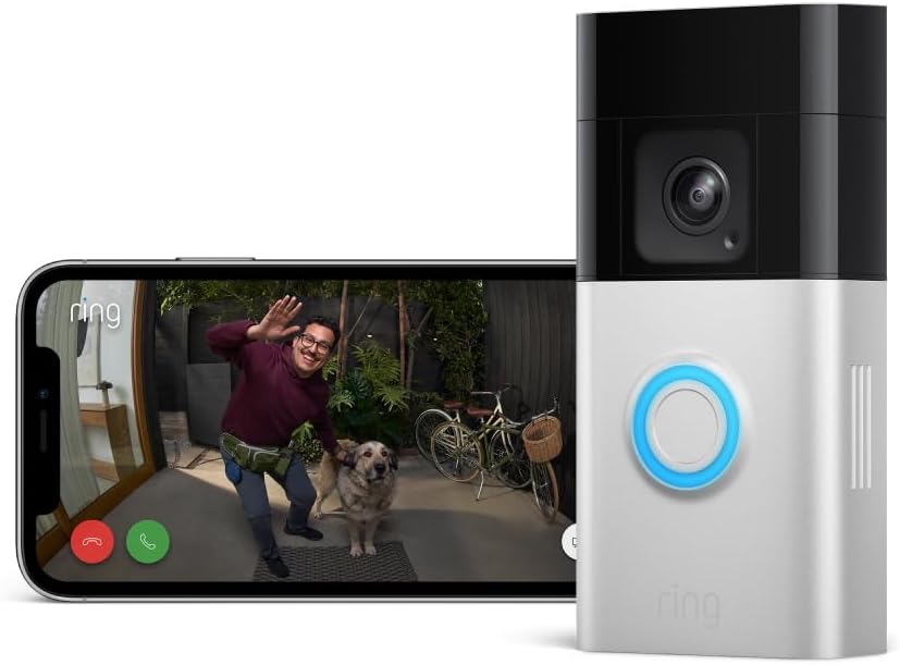 Sonnette vidéo Pro sans fil Ring (Battery Video Doorbell Pro) | Sonnette avec vidéo en plan moyen, détection de mouvements 3D, vision nocturne couleur et Wi-Fi