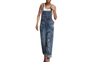 ShallGood Damen Latzhose Denim Overall Lose Jeanshosen Baggy Retro Lose Denim Hosen Weite Bein Latzhosen Spielanzug Jumpsuit Slim Fit Playsuit