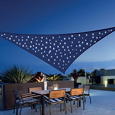 Jardiline Voile d'ombrage triangulaire 3.60 m avec leds en ciel étoilé - coloris Bleu nuit