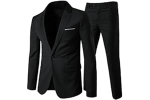 Allthemen Costume Homme Formel d'affaire de Couleur Uni à la Mode Slim Fit Deux pièces