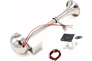 YIYDA Car Horn Marine Boat Trumpet Horn 160DB Truck Horn Car Electric Horn Silver with Mounting Bracket Single Electric Stainless Steel 304 Powerful Horn for Any 12V Car Lorry Train Boat Truck etc