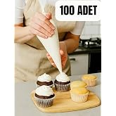 mucit home 100 Adet B&uuml;y&uuml;k Boy Kullan At Pasta Krema Sıkma Torbası-100 Adet Krema Sıkma Torbası