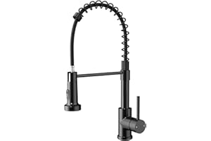 Rainsworth Bateria kuchenna czarna ze stali nierdzewnej – dwa rodzaje strumienia wody wysokociśnieniowa wyciągana bateria kuchenna z wyciąganym dyszem, armatura umywalkowa obrót o 360°, odpowiednia do