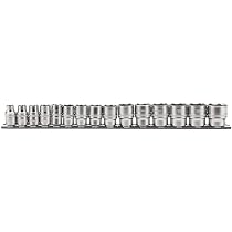 DRAPER 15-teiliger Metrischer Stecknuss-Satz – Auf Metall-Schiene, 3/20,3 Cm Vierkant-Antrieb, Blau