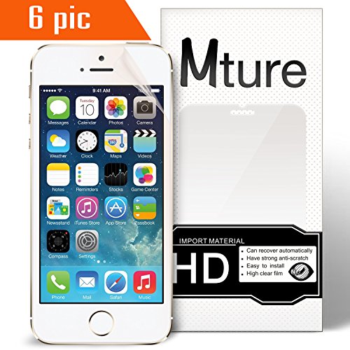 6-pack iPhone SE Schutzfolie Mture Displayschutz für iPhone SE /5/ 5S /5C Transparent Schutzfolie Screen Protector Ultra Klar Film Stressfreie, Blasenfreie Installation, Anti-Fingerabdruck High Definition LCD Displayschutzfolie (HD Clear)