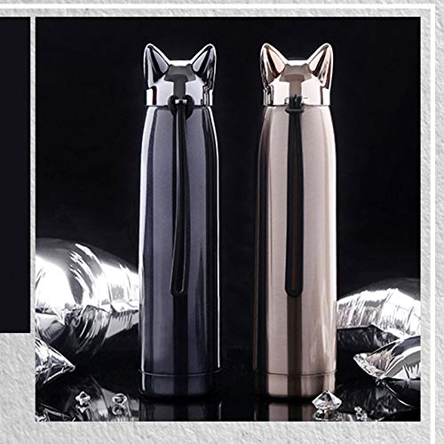 Preisvergleich Produktbild FUBULECY Trinkflasche, 320 ml, Vakuumisoliert, tragbar Gold