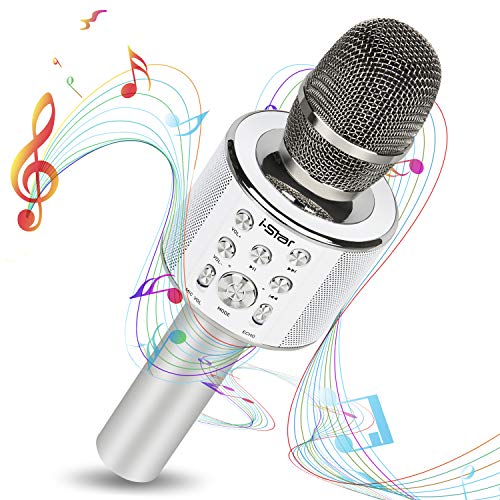 Karaoke Mikrofon Bluetooth mit 5W Lautsprecher - Mikrophon Kabellos mit Duett-Funktion für Kinder und Erwachsene - kompatibel mit Android/IOS/PC Laptop