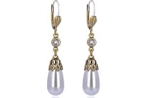 Vintage Perlen-Ohrringe Swarovski Kristalle Gold Viele Farben NOBEL SCHMUCK