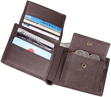 GENDI Genuine Crazy Horse Cowhide Leather Men Wallets Fashion Purse With Card Holder Vintage Short Wallet Clutch Wallet Coffee