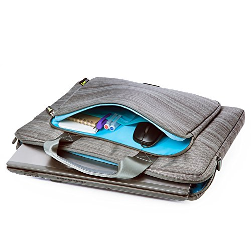 Laptophülle | Evecase 15.6 Zoll Universal Neoprene Gepolsterte Notebook Briefcase Laptop Schutzhülle mit Anzug-Gewebe / Ablösbaren Träger / Handgriff / Frontfach / Zubehörfächer für Lenovo Asus Acer HP – Grau - 6
