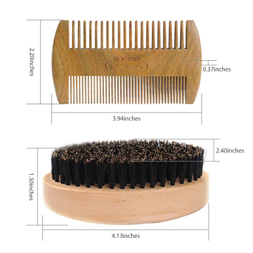 Bartbürste, Bart Kamm, Xpreen Kamm aus Sandelholz, Taschenkamm Zweiseitige Bürste mit Verschhiedenen Densitäten, Antistatisch Handgemachter Grüner Sandelholz-Kamm für Bart, Haar, Schnurrbart - 8